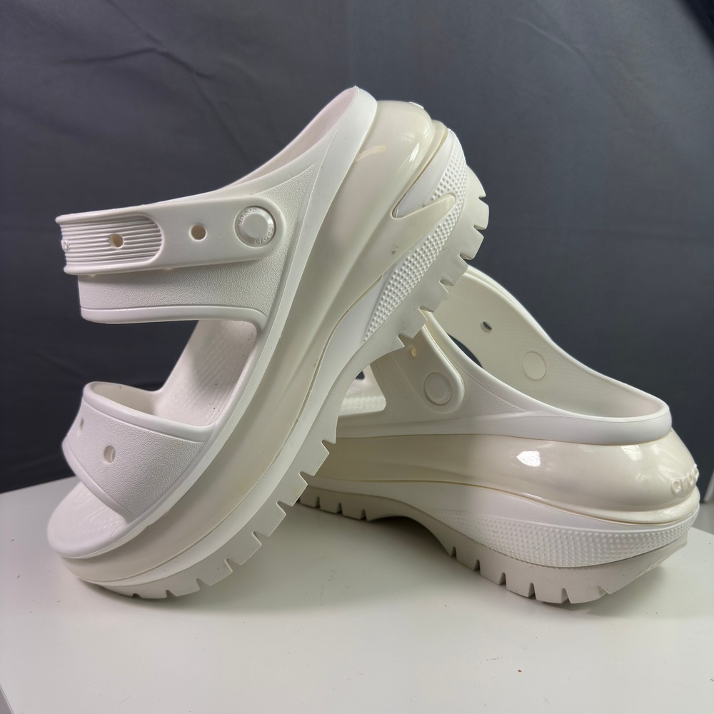 Crocs Mega Crush Sandal Womens 8 Bone White Chunky Platform Lug Sole Slide